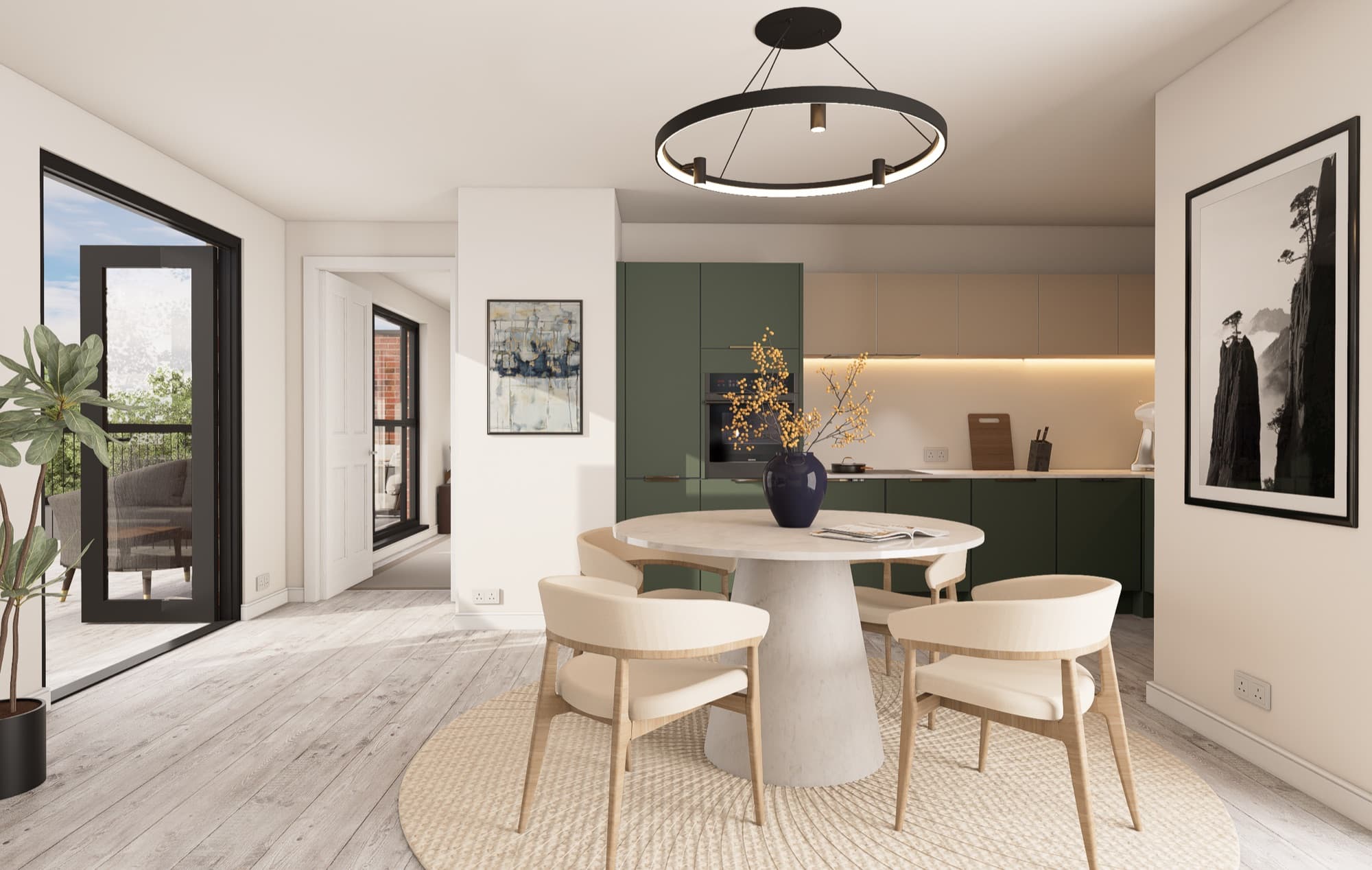 Monument View apartment kitchen CGI
